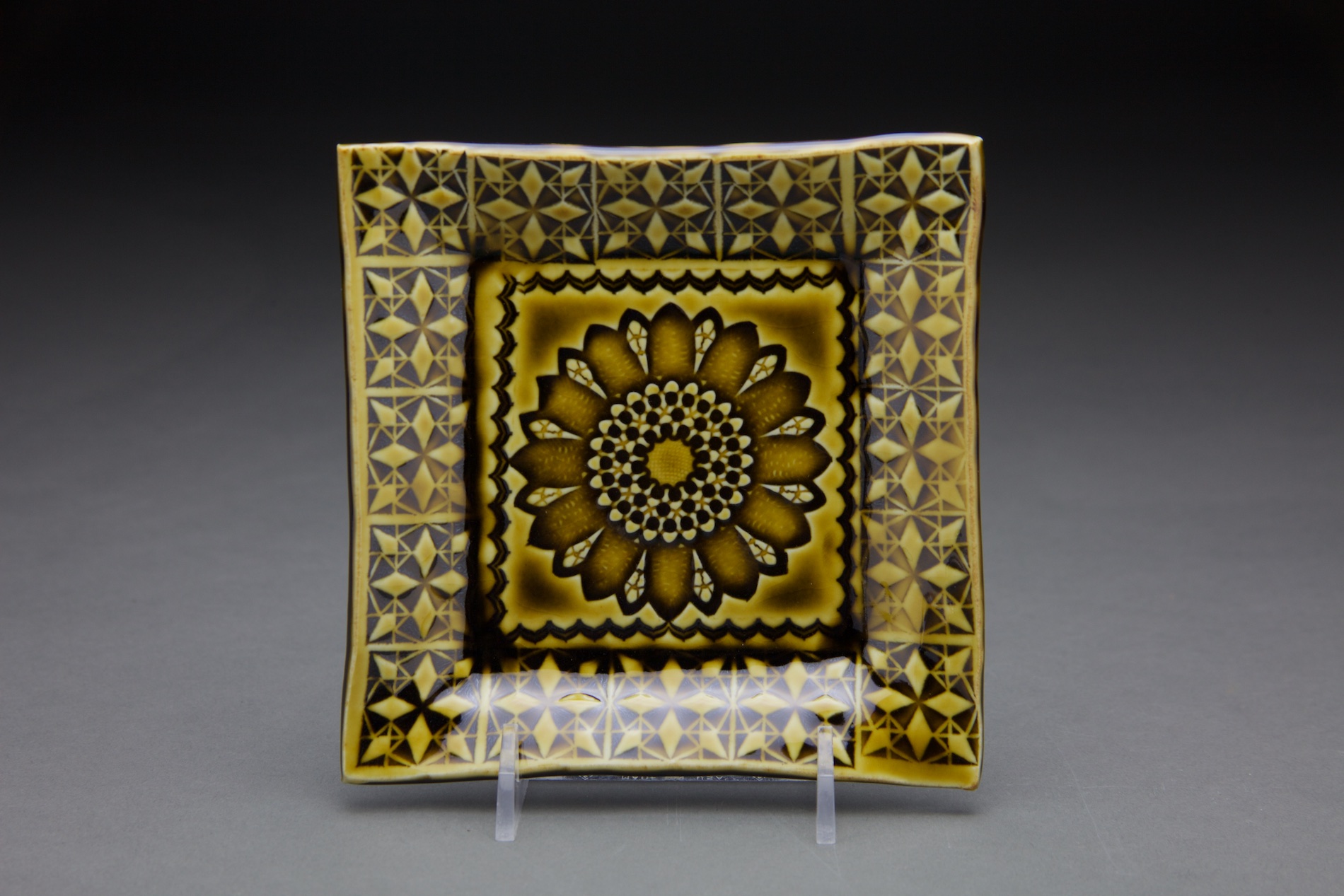 5x5 in. amber celadon glaze