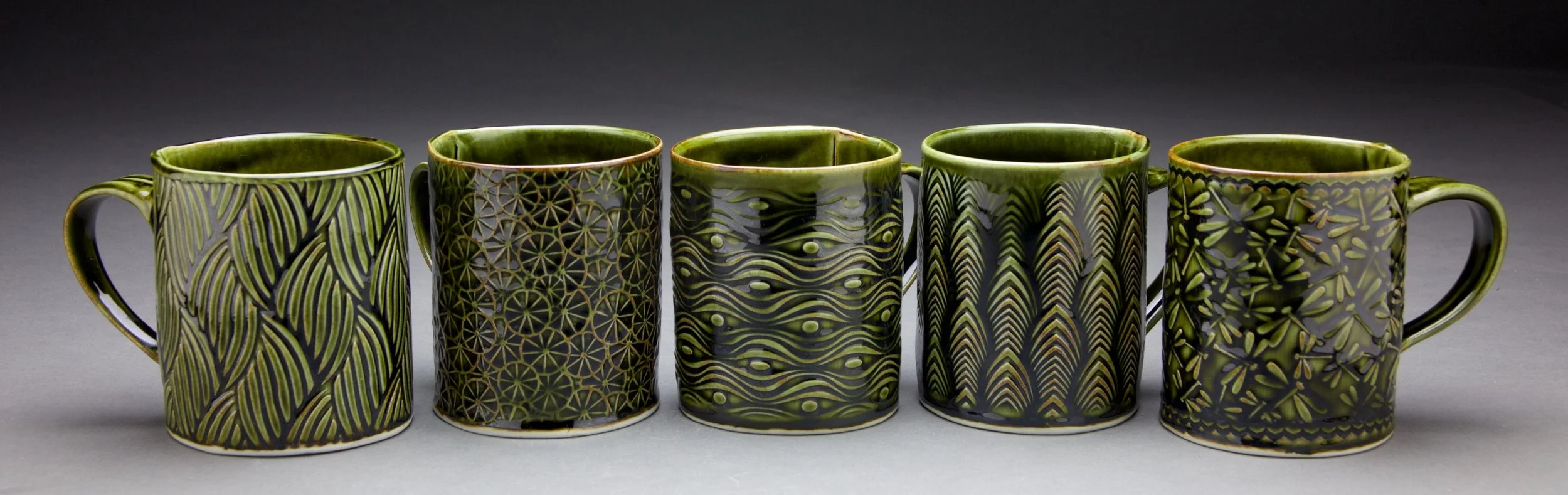 16 oz. mugs 3.5x3.5x4 in. Forest Green glaze