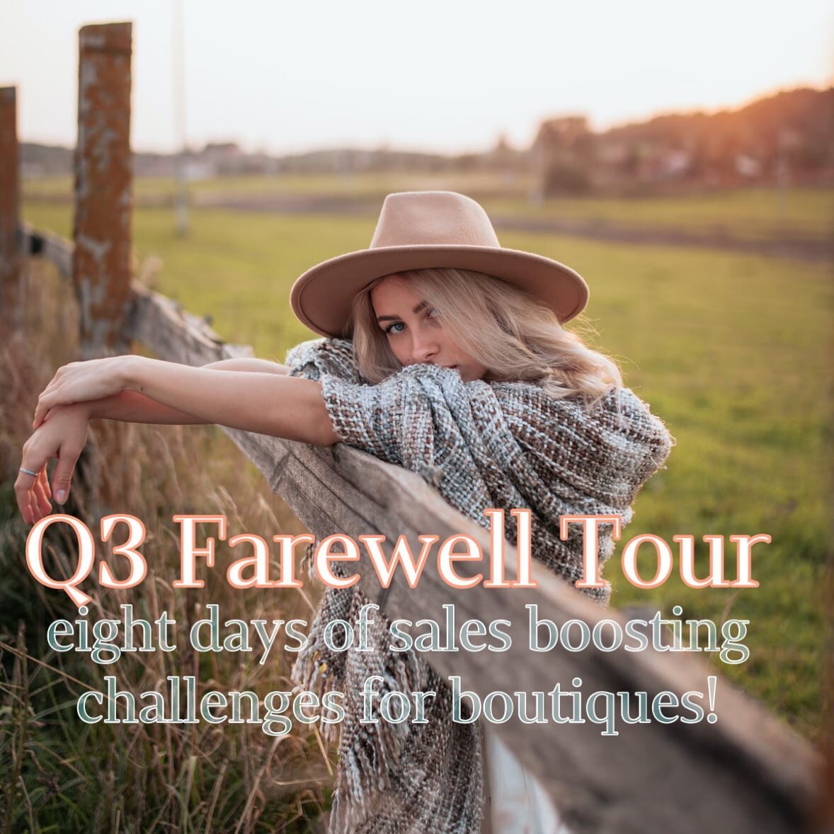 Want to make the last eight days of the month really count?! Join the VERY FREE Q3 farewell tour group chat! 
&bull;

I&rsquo;m hosting this instructional week long sales challenge for boutiques to come together, and push each other to make the most 