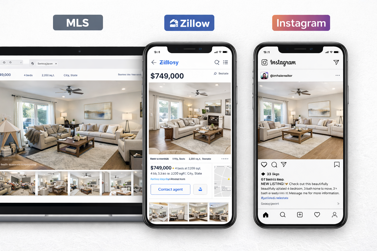 Modern home listings across platforms