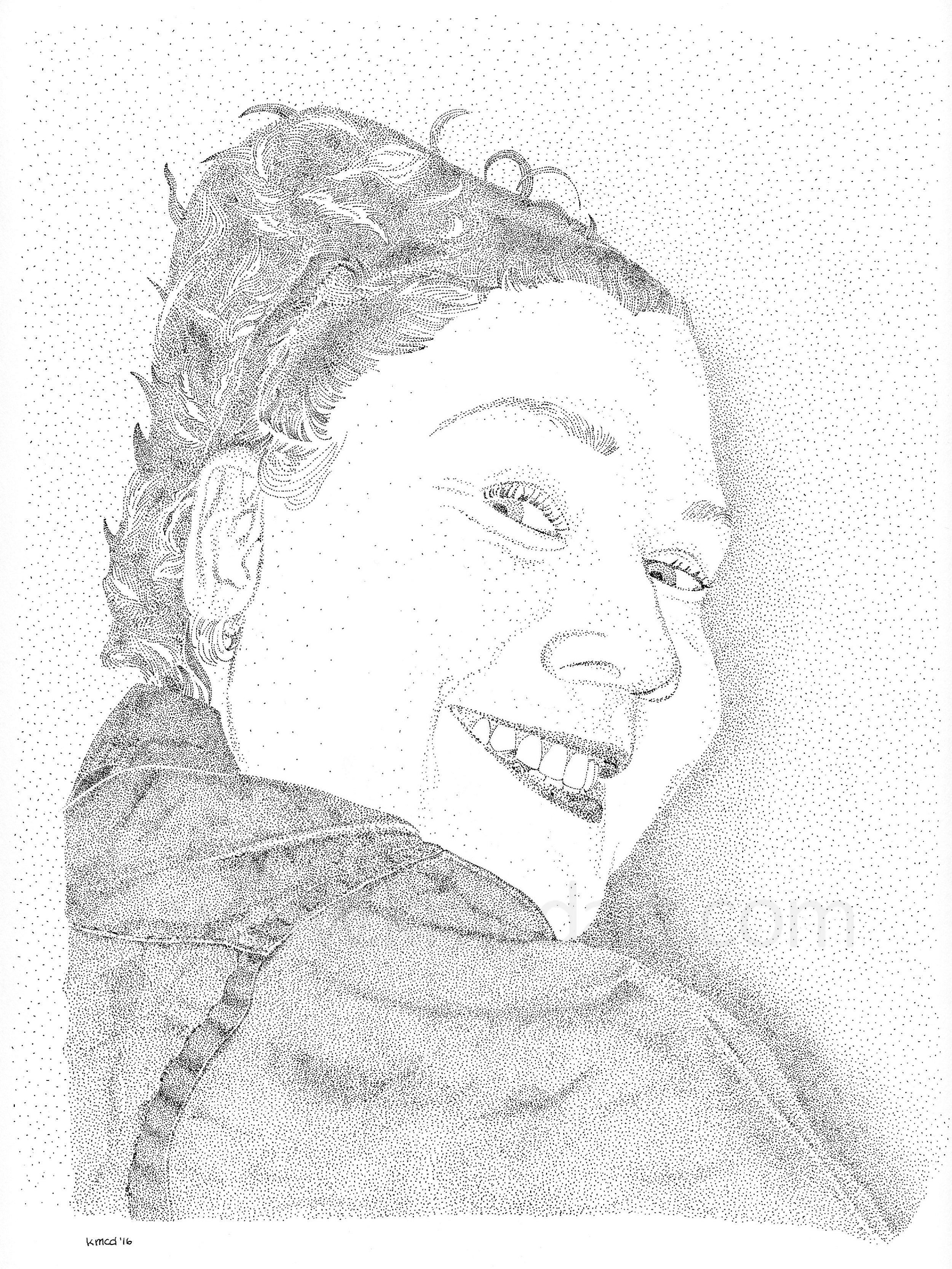 Waitress: ink on bristol, 9" x 12"