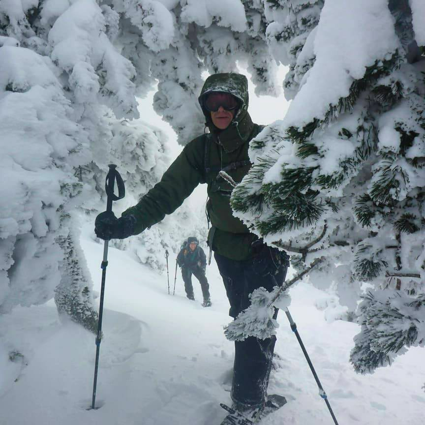 Wally and Mikaela amongst the snow ghosts on Le Moucherotte.