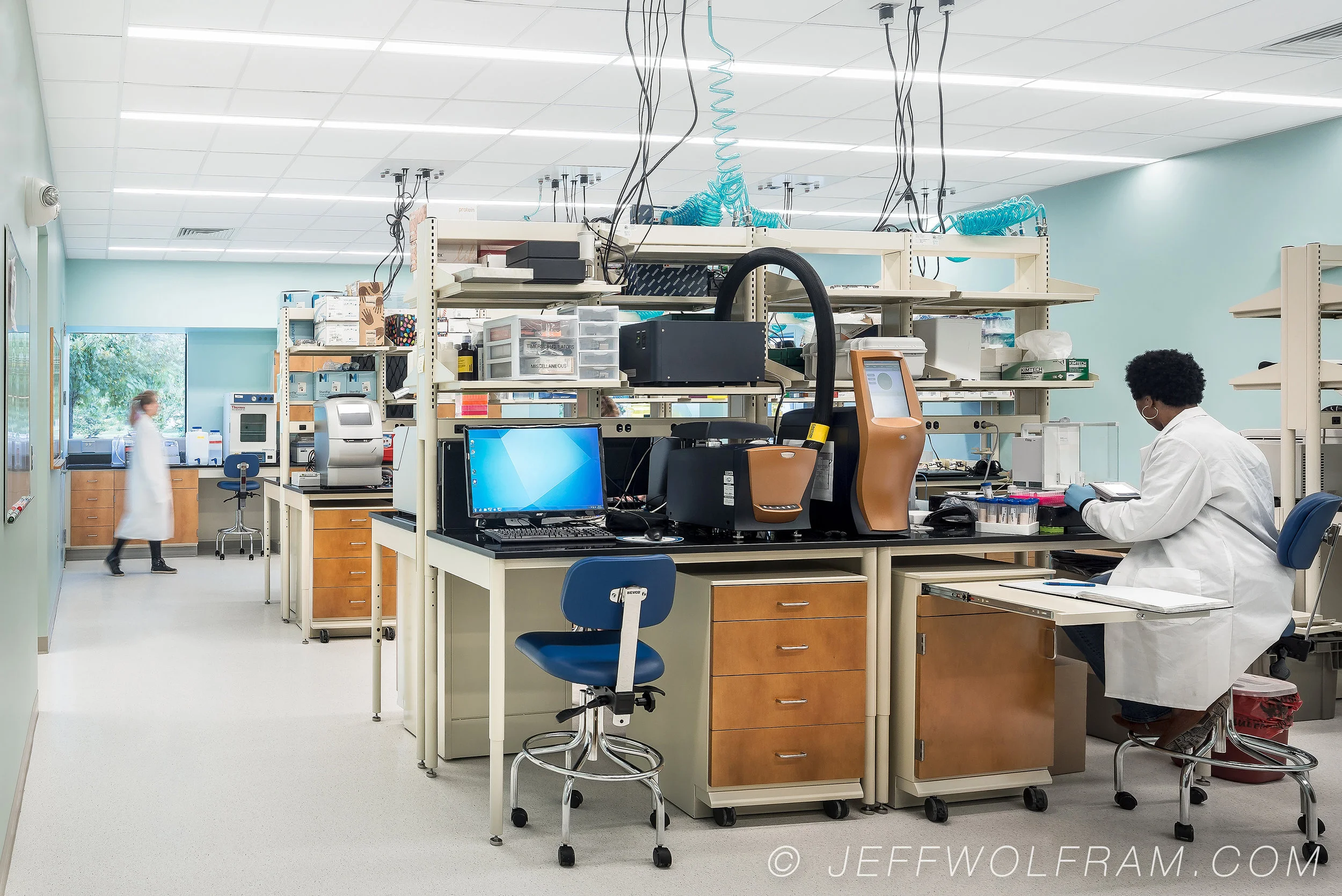 Scientists work in a laboratory in Maryland near Baltimore