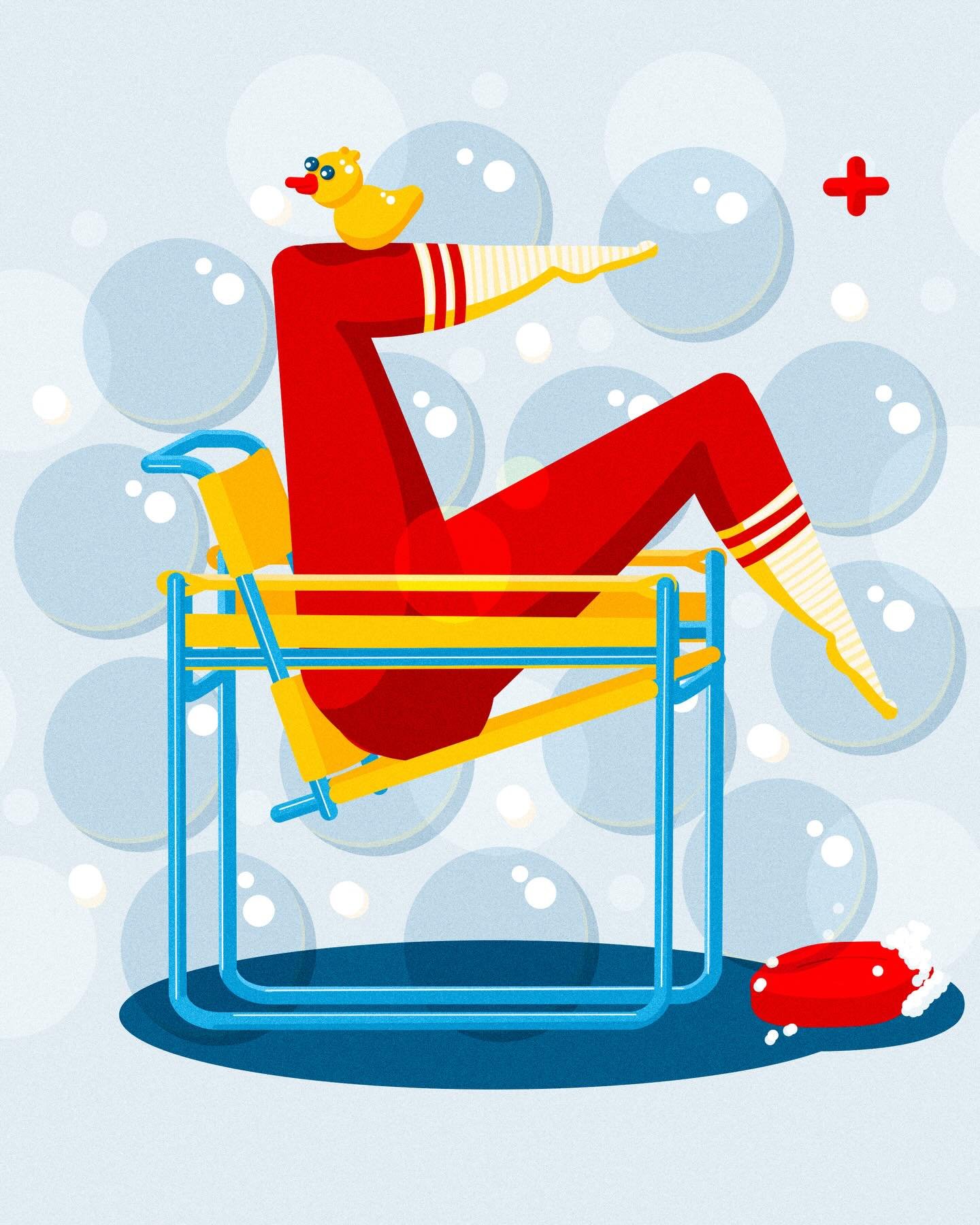 Legs up, worries out. The Wasilly Chair hits different when you forget to sit on it properly 🪑✨ 
Designed for royalty, used for chaos. We respect it 👑🫧

I don&rsquo;t know, if  grandma would approve this! 😬
-
#wasillychair #bydanielchimal #illust