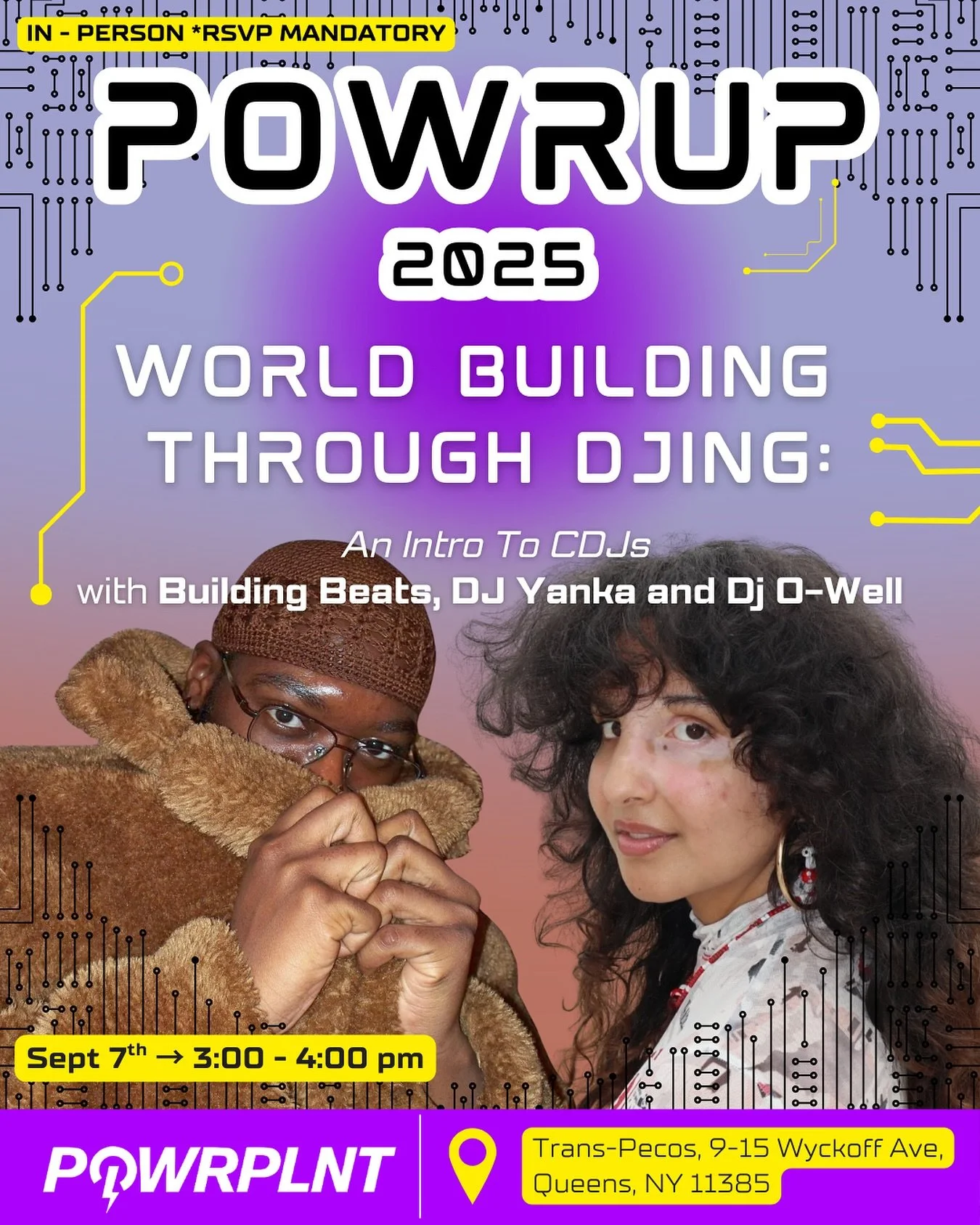Last (but certainly not least) we&rsquo;ve got @buildingbeats DJs @biancaalbaperez and @ondrewell bringing us an intro to CDJs workshop 💿🎚️🎛️🖤 Dive into the world of sonic exploration with nothing but a USB! 

MANDATORY REGISTRATION with suggeste