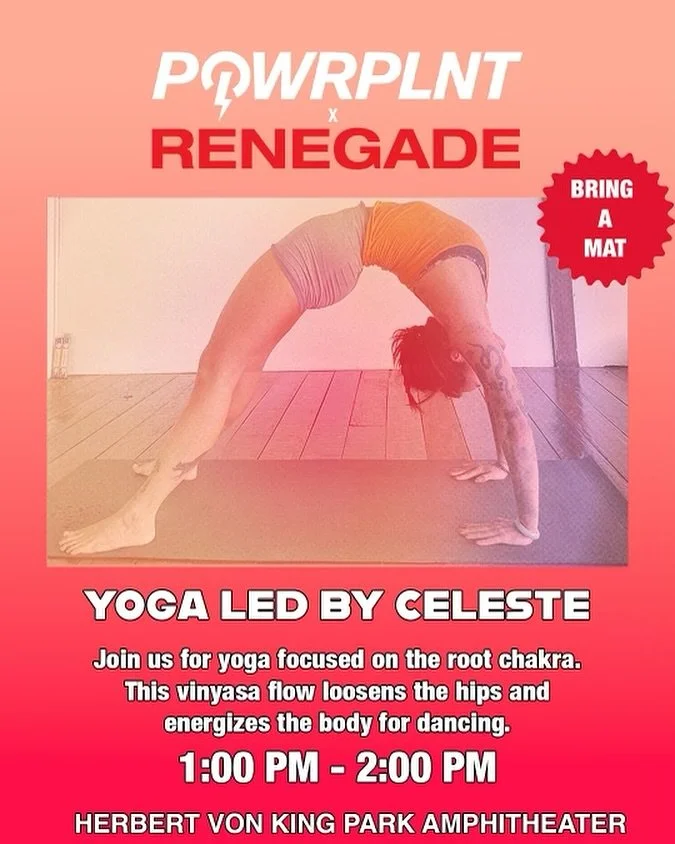 We&rsquo;ve got some special programming for the first hour of tomorrow&rsquo;s event, 1:00 - 2:00 PM ★  Celeste is a yoga instructor and Chinatown local. She completed her 300-hour YTT in Koh Pha-ngan, Thailand, and teaches Ashtanga, Vinyasa, and Ha