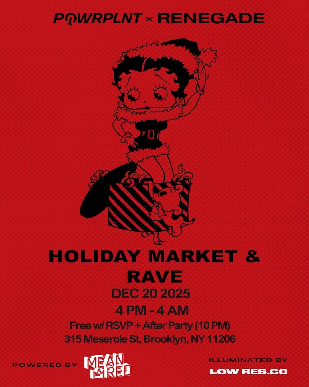 LAST MINUTE CHRISTMAS SHOPPING AND NEED TO SHAKE SOMETHING? WE GOT YOU FRIENDS 🎄 PULL UP TO OUR HOLIDAY RAVE AND MARKET WE&rsquo;RE HOSTING WITH @renegade.nyc AND @builtbymeanred. WITH OVER 25+ VENDORS AND 10 DJS WE&rsquo;RE BRINGING IN THE HOLIDAY 