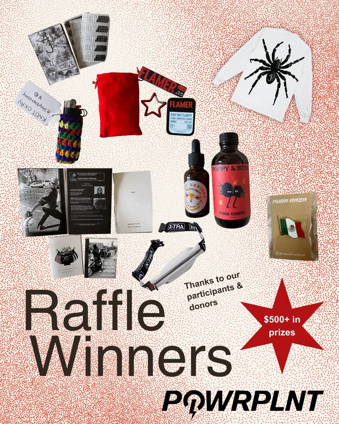 🎉🥳🥂🍾RAFFLE WINNER ANNOUNCEMENT🎉🥳🥂🍾

Last month we celebrated the holidays by hosting a vendor market and rave fundraiser, in collaboration with Mean Red and Renegade NYC at Lofi Studios. Thank you to everyone who attended, volunteered, showed