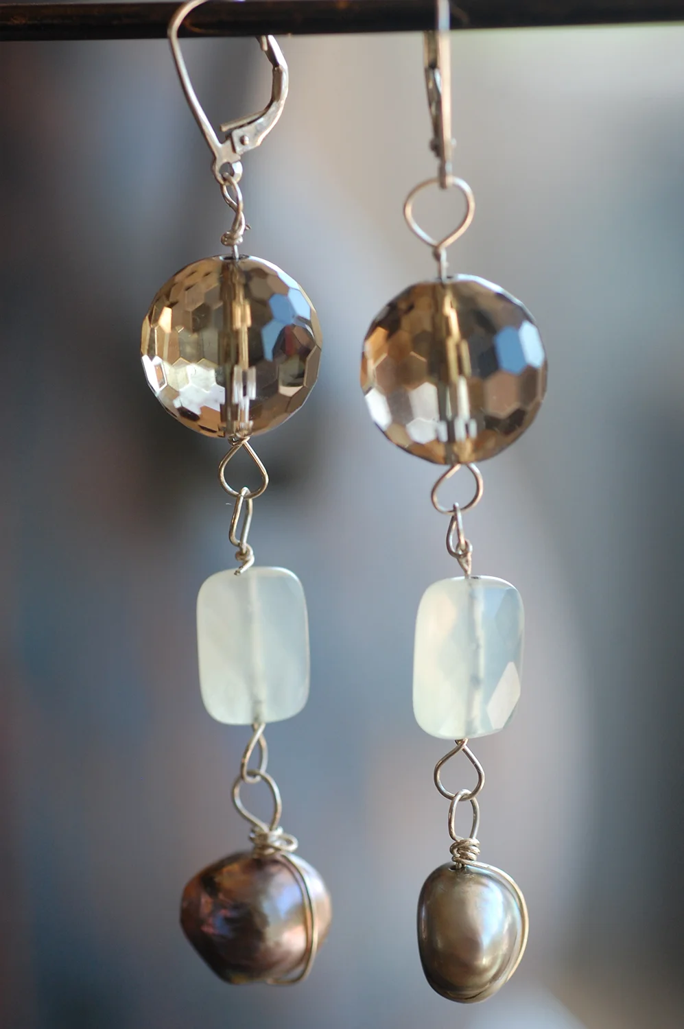 Smokey Topaz, Aquamarine & Gray Pearl