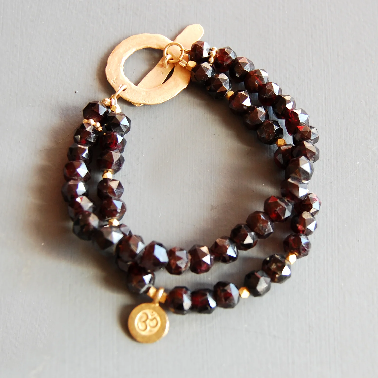 Rough Cut Faceted Garnets & Matte Gold