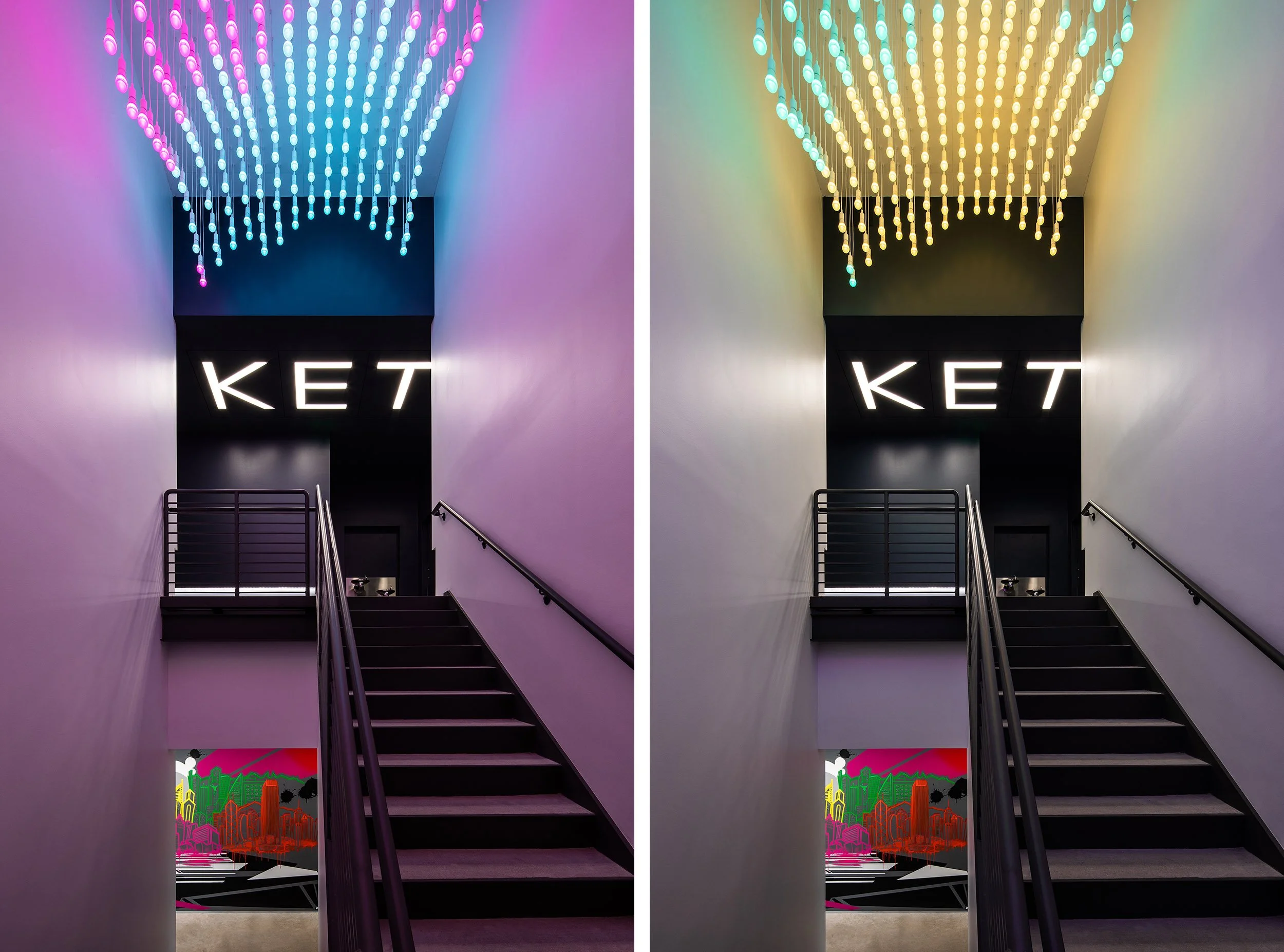  Lutron’s new Austin HQ - the site-wide dynamic lighting system allows complete control of the color and intensity of lighting throughout the entire space 