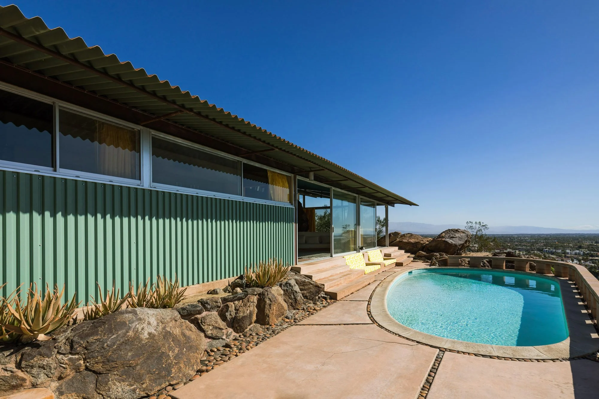 The exterior Albert Frey's Frey House II in Palm Springs, California