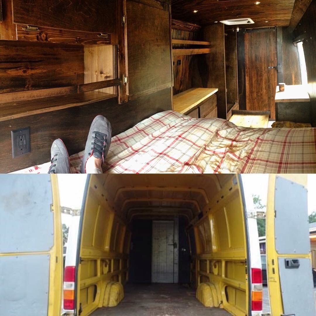  My first solo project was to buy this old DHL package delivery van many years ago, and make it a cozy off the grid cabin on wheels in which this company was born! 
