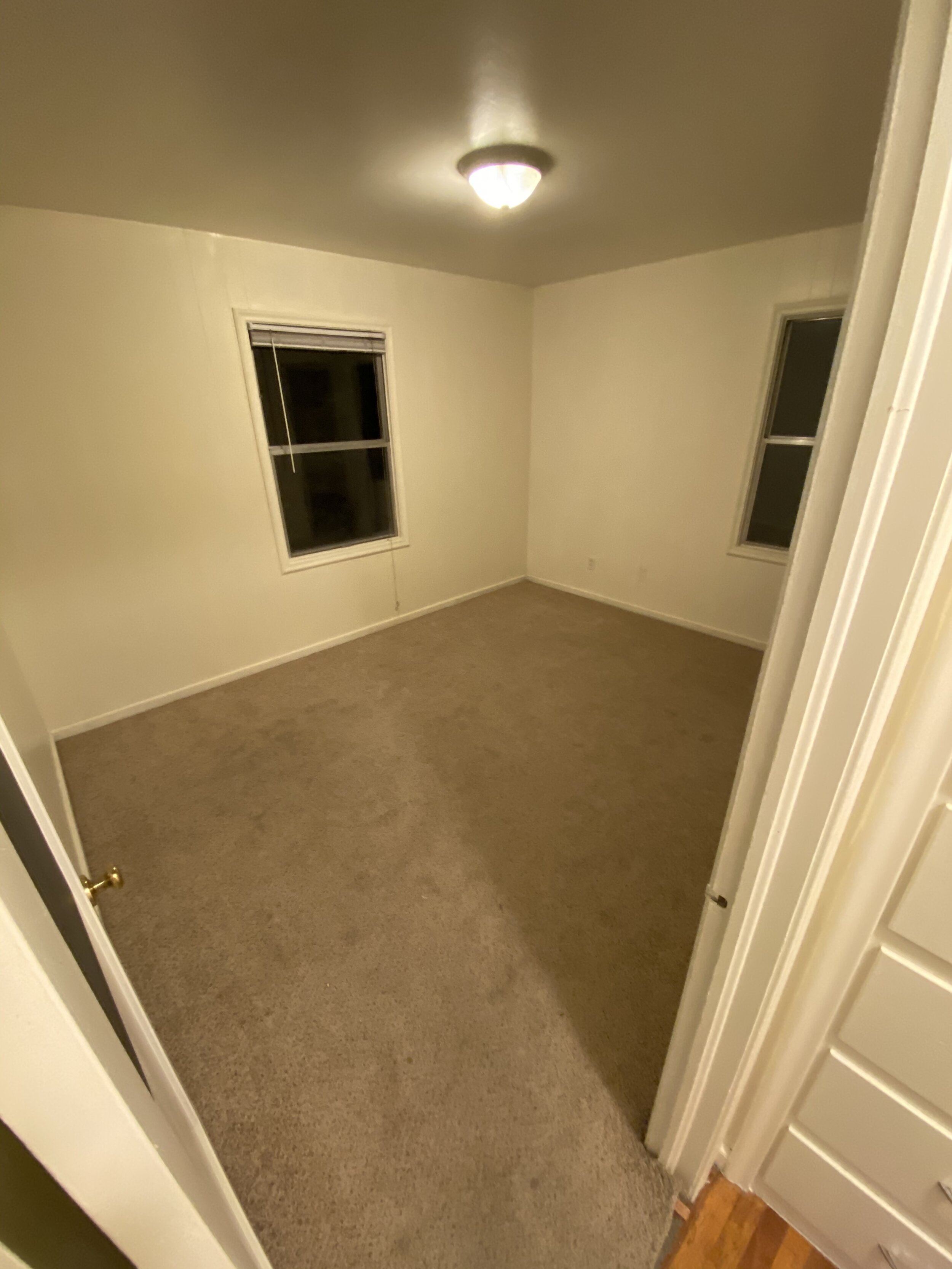  Pulled up the carpet and padding, pulled off the wood paneling and then finished and painted the walls behind. Capped it off by refinishing the floors, see the next photo for results! 