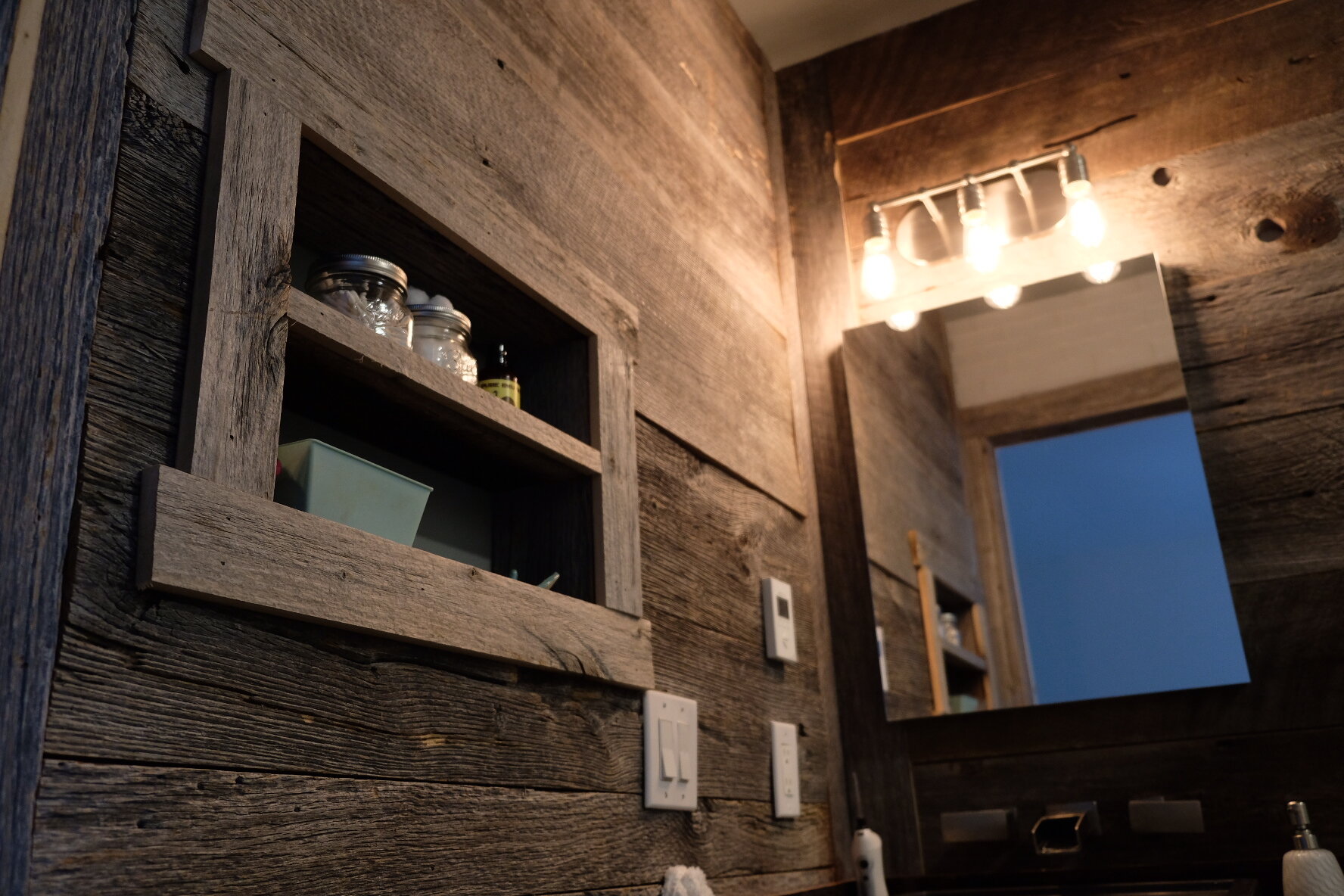  A barn wood accent wall in a bathroom near Boulder, CO I did in 2016 