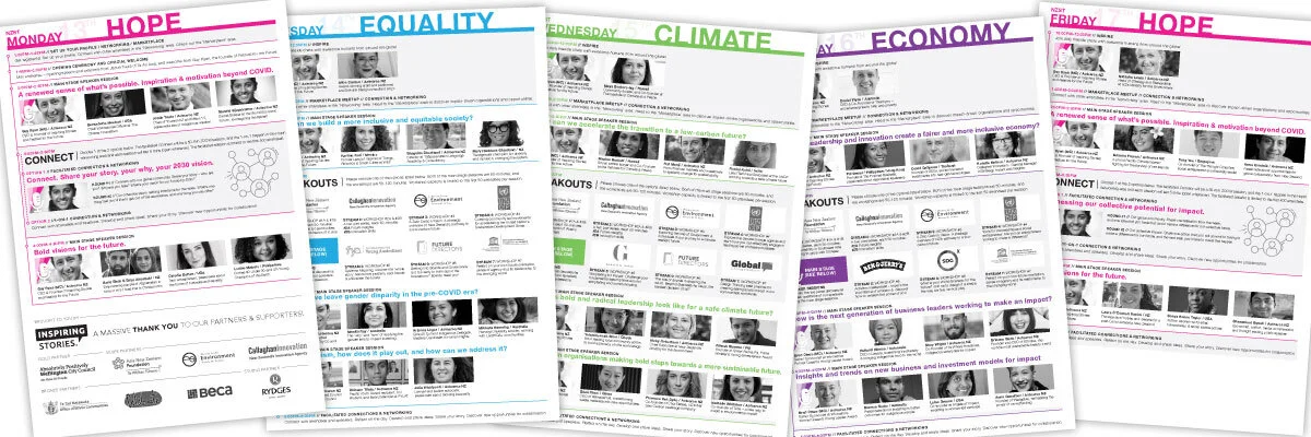 Above – a glimpse of the Festival programme. See the full programme –  www.festivalforthefuture.co/programme