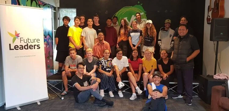 Shaquille Shortland (front right), with the Whangarei Future Leaders crew in 2019.