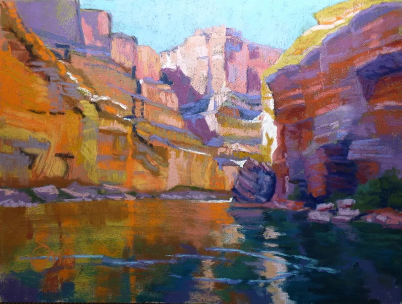 I hope this image allows you to feel the heat pulsing off the rock cliffs as well as the cool green river - incredible drifting silence.