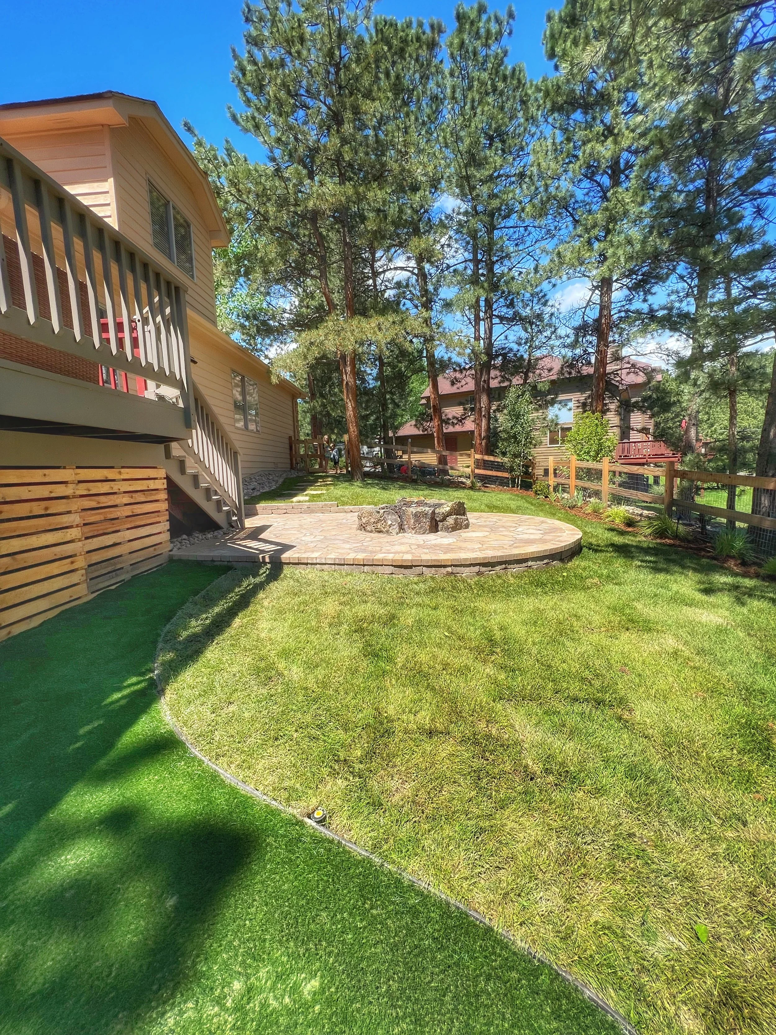 custom patio with turf install