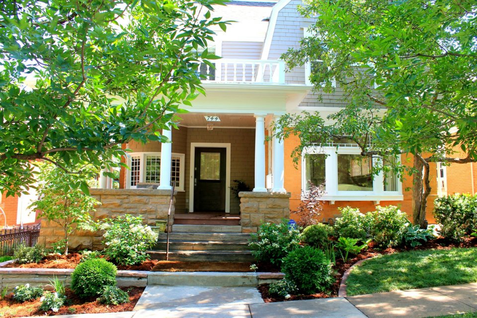 Front yard stone work and garden