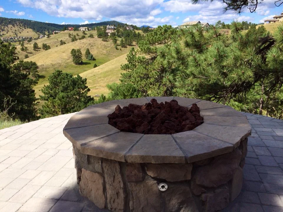 natural stone circle fire pit mountain home