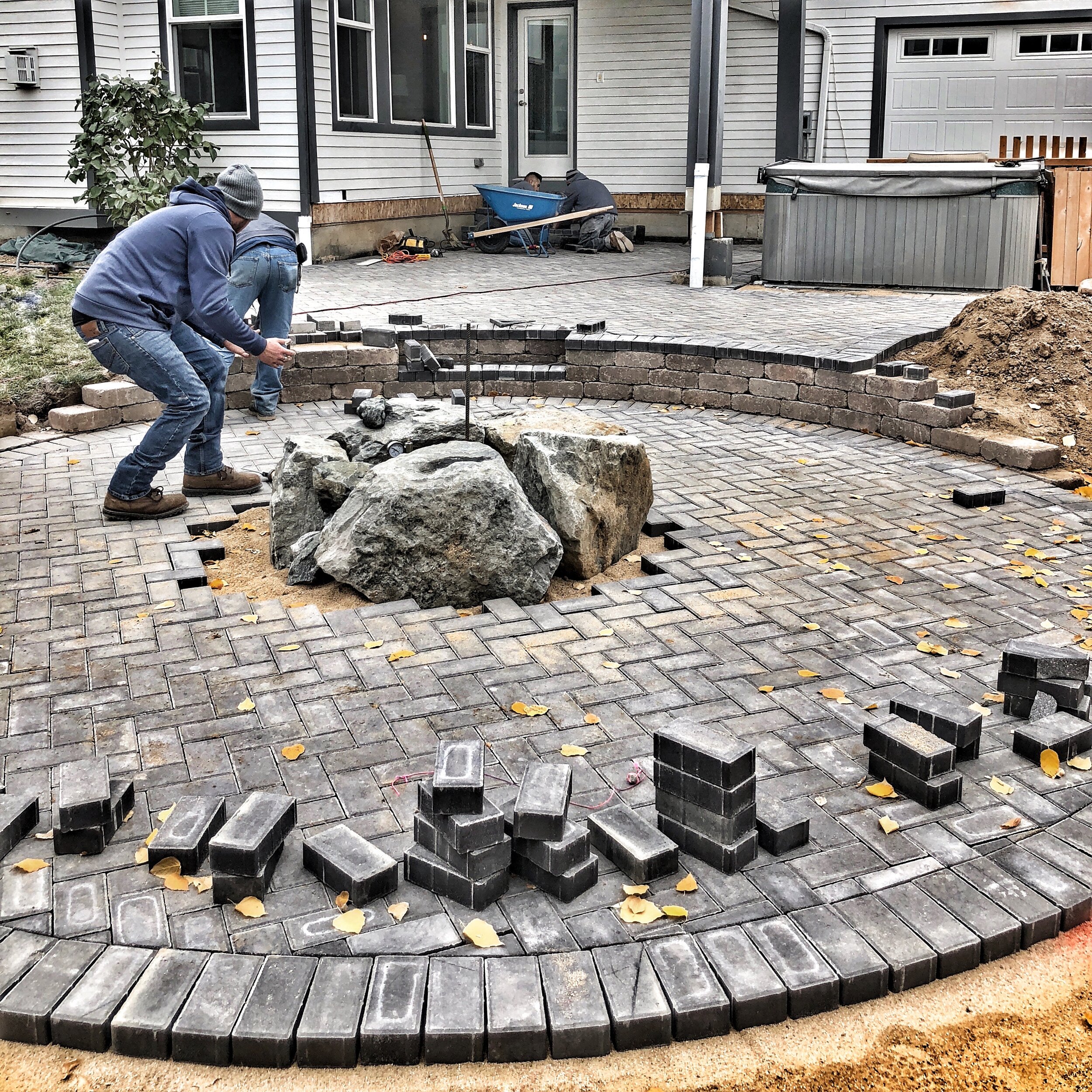 custom paver patio build