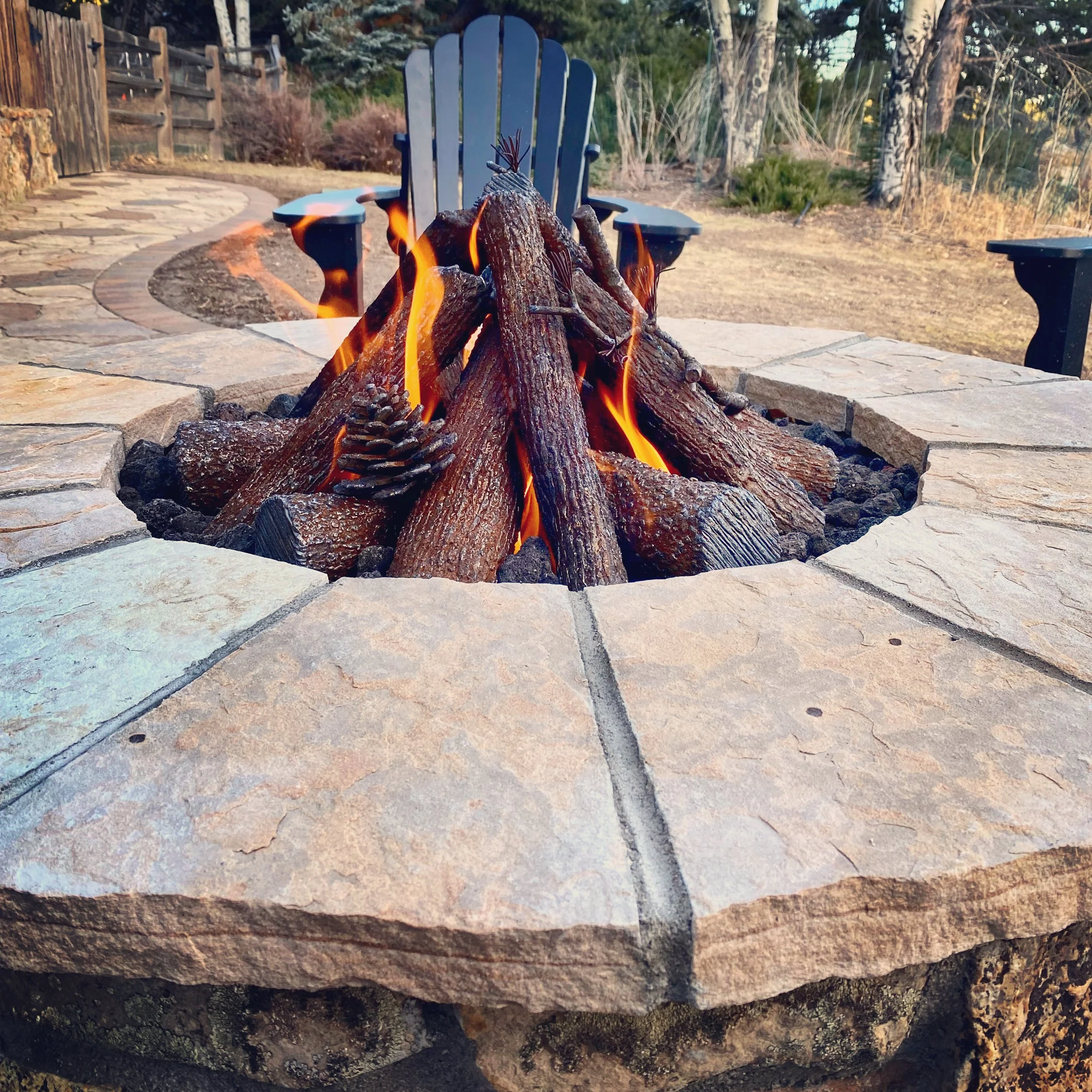 natural look stone circular fire pit