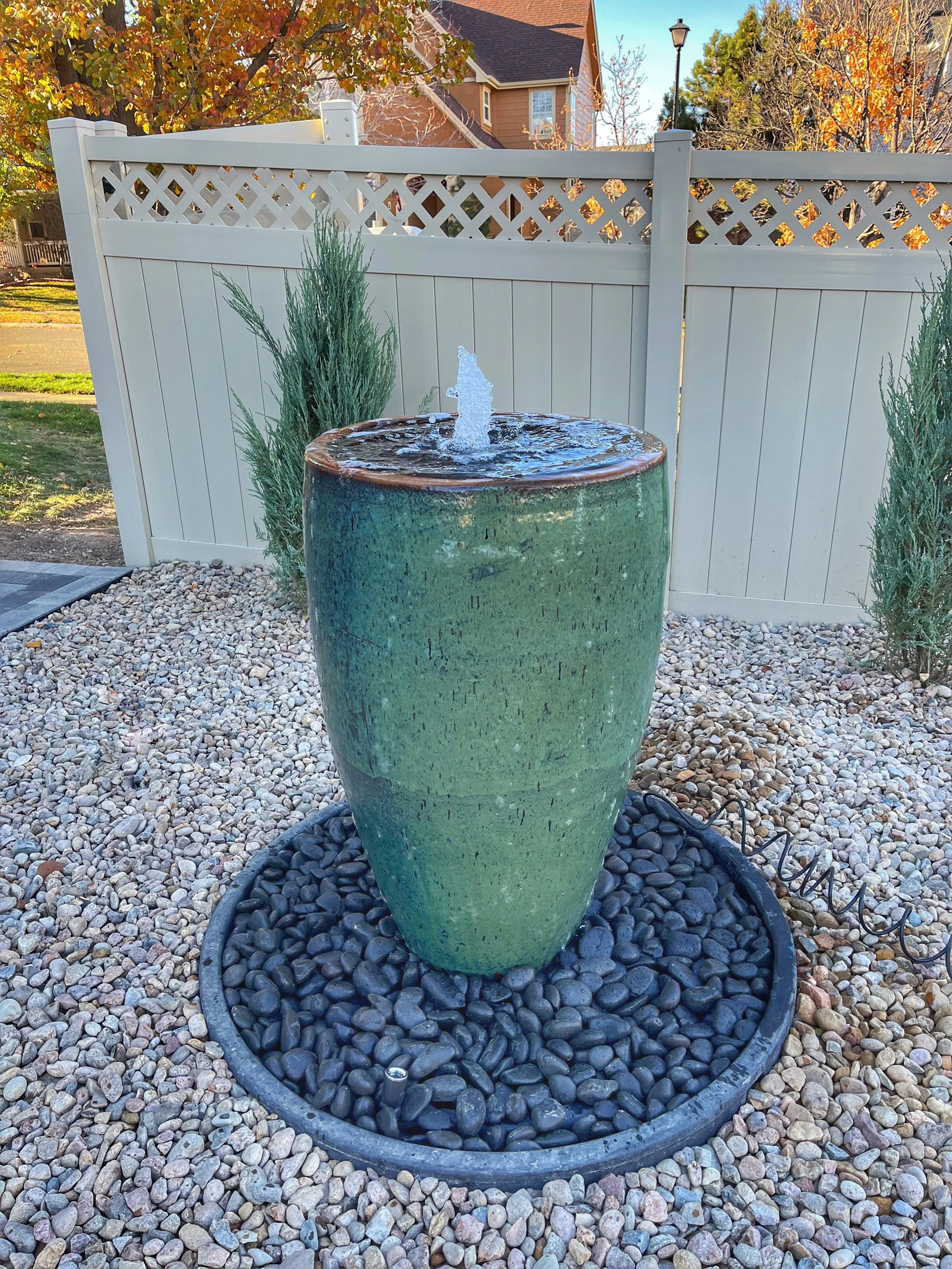 custom outdoor water feature vase