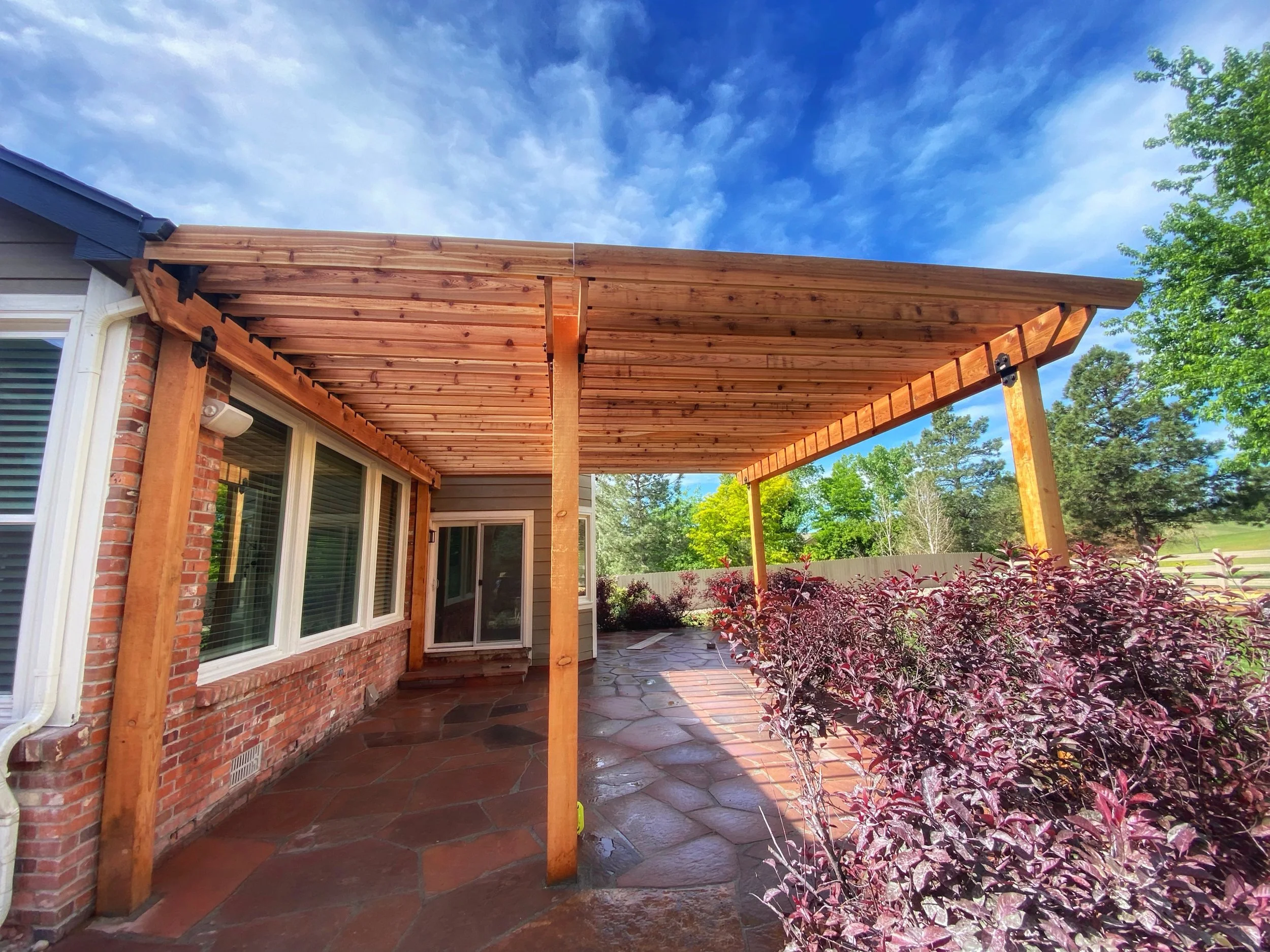 cedar pergola attached to house