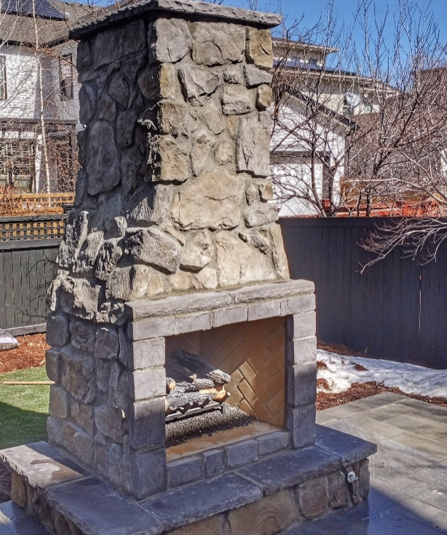 Gas Fireplace with Chimney