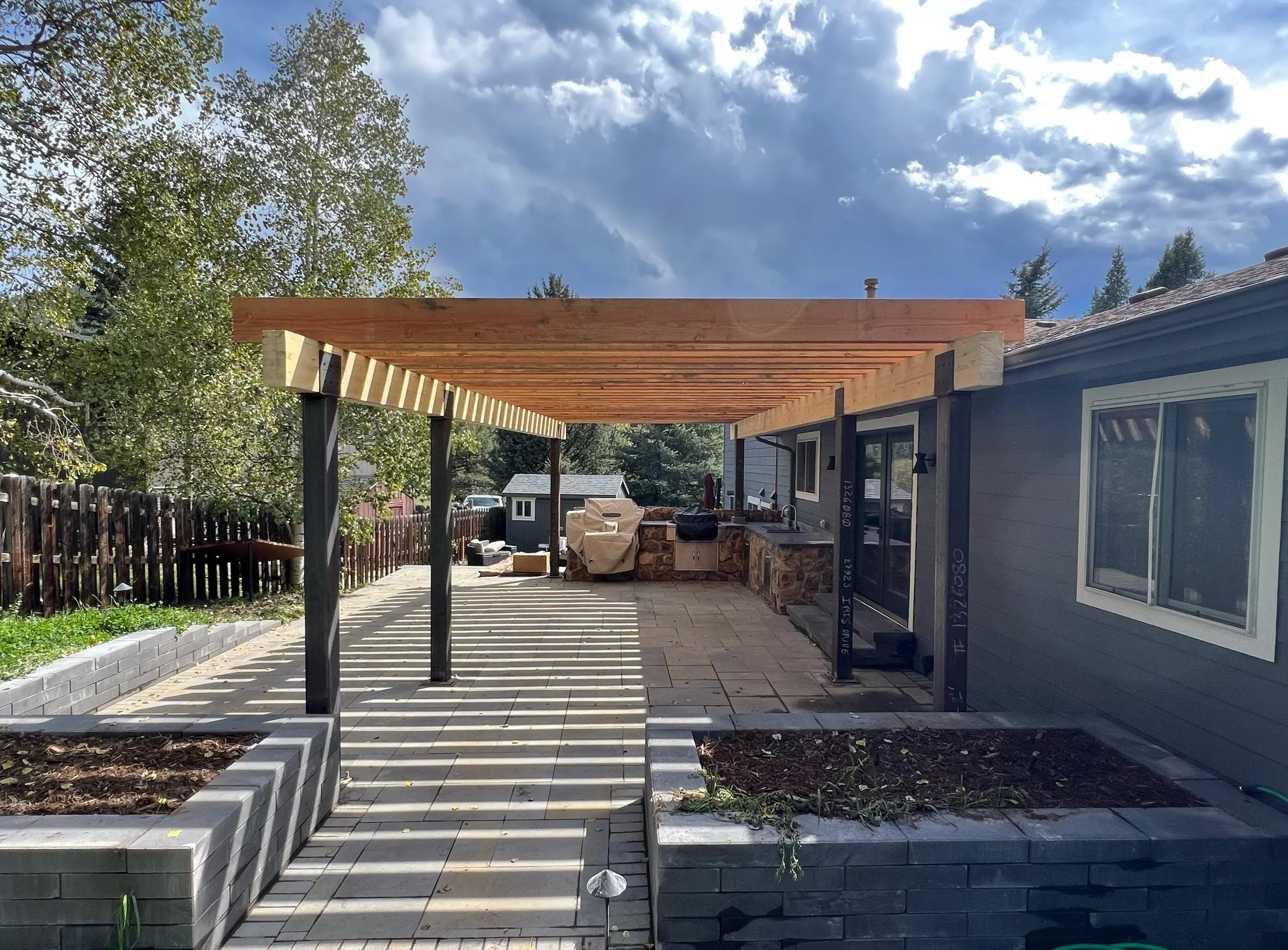 large custom wood pergola