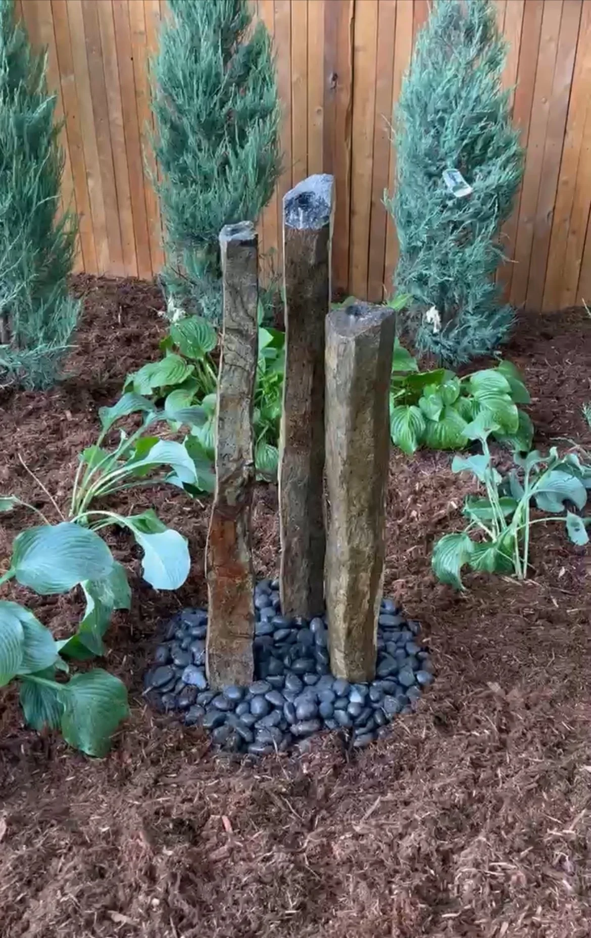 stone pillar water feature