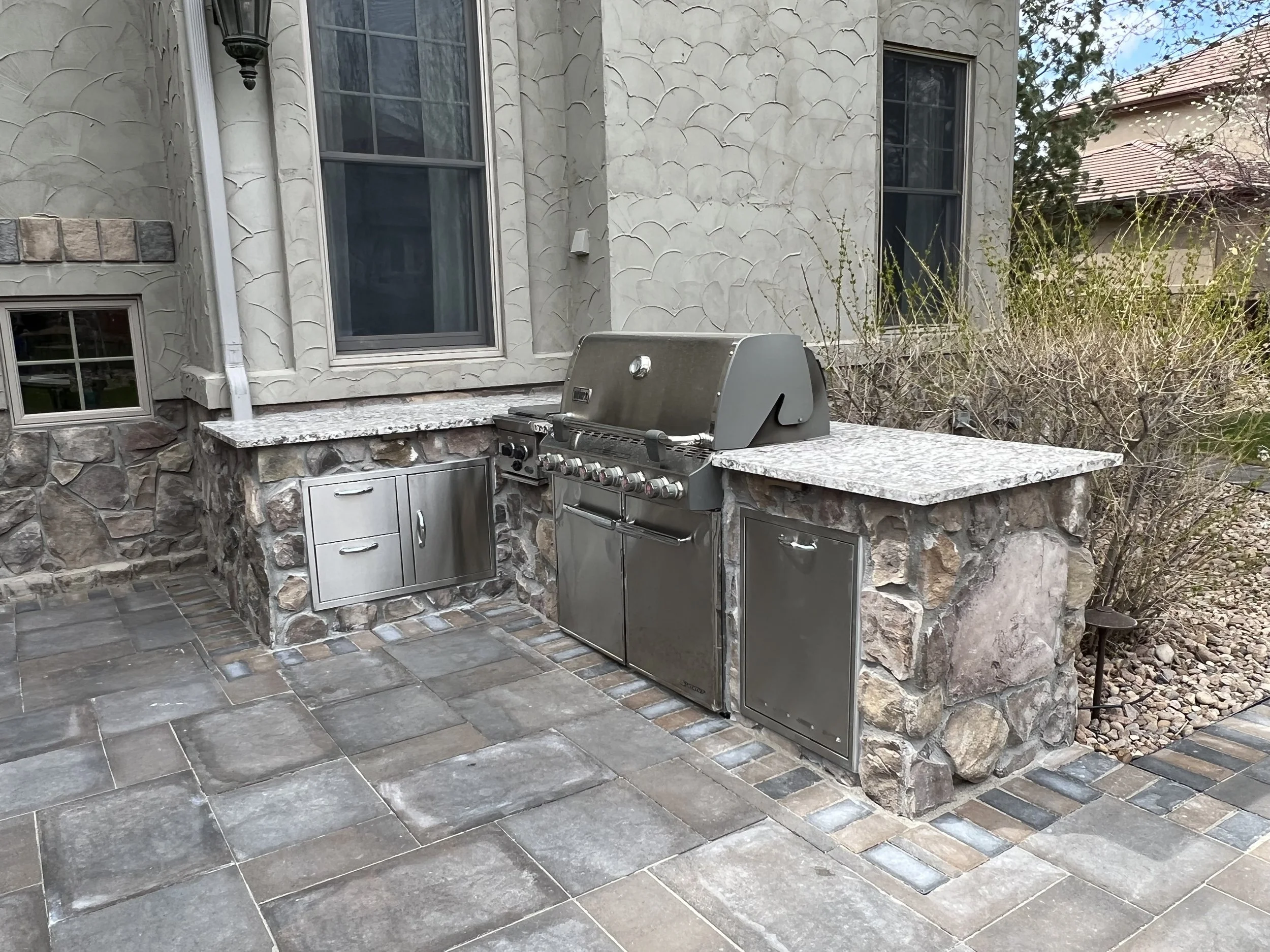natural stone outdoor kitchen custom build