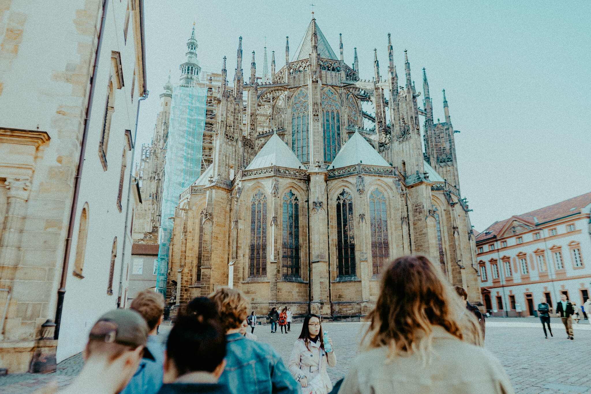 Checking out the cathedral in Prague.