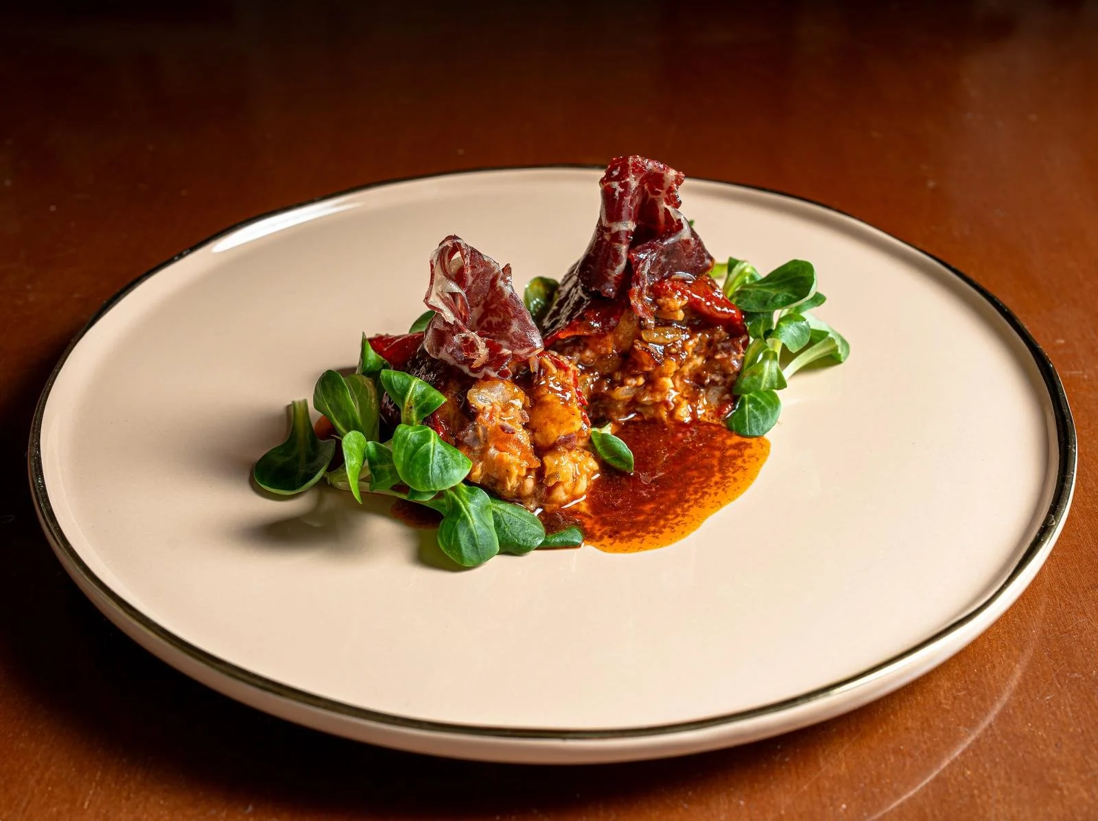 Stuffed Peppers with Prawns and Cecina de Leon (Cured Beef)