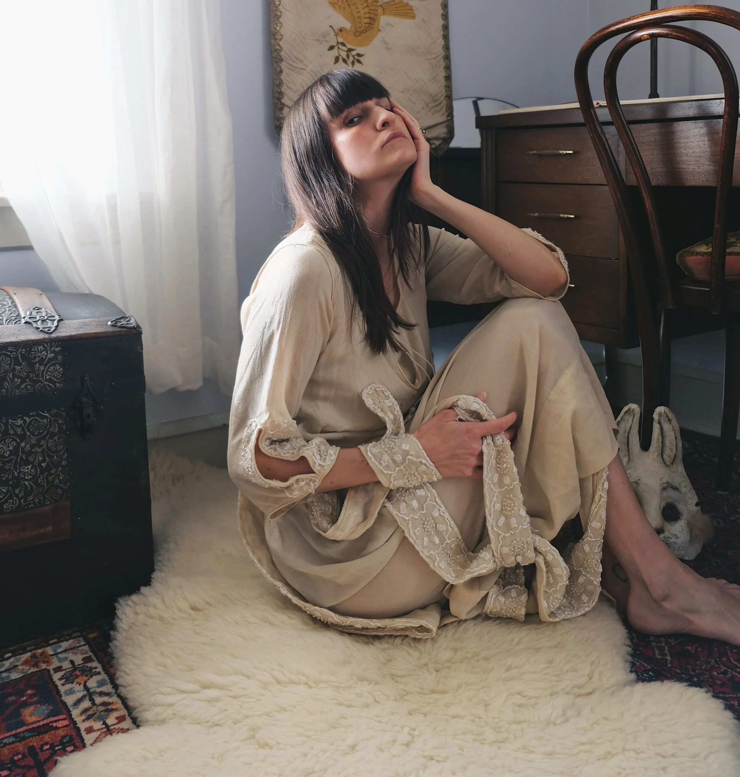 1910s/1920s Silk Embroidered Dress As-Is