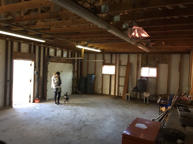 The garage has been cleaned and demo'd. There was a partition wall, shop cabinetry, a bathroom and a 2nd story loft that have all been demo'd and hauled away.