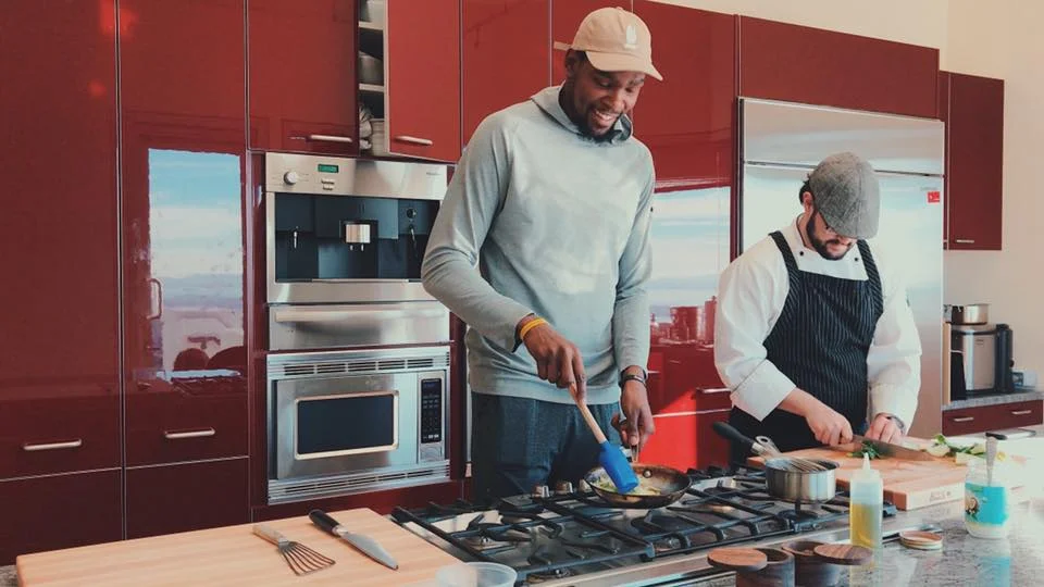 NBA Star Kevin Durant cooking with private Chef, Ryan Lopez