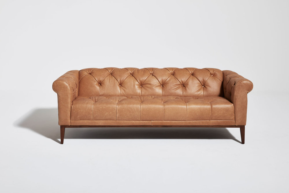 Harrow A Light And Modern Chesterfield, Modern Leather Chesterfield Style Sofa