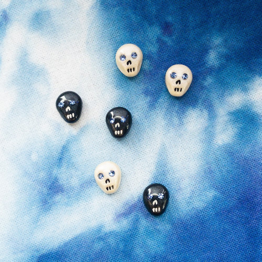 Sapphire Swarovski Skull Earrings Herzberg Design Co