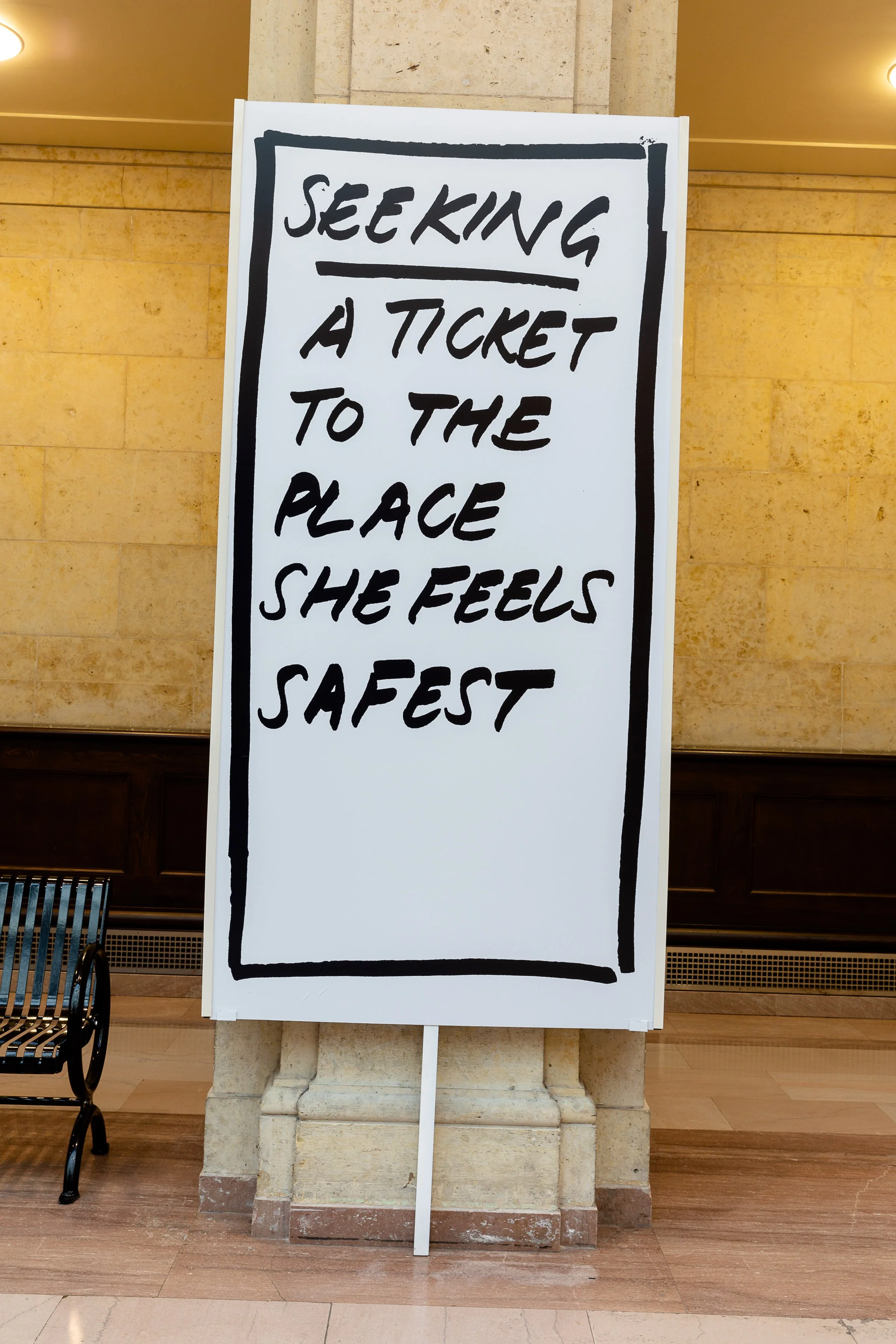 SEEKING: A TICKET TO THE PLACE SHE FEELS SAFEST