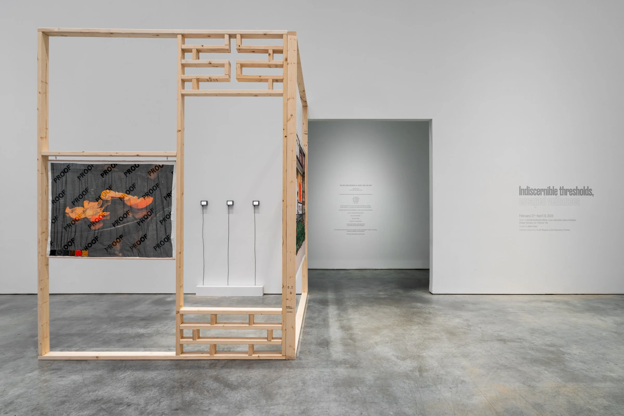 installation view at Libby Leshgold Gallery, part of the exhibition Indiscernible thresholds, escaped veillances, curated by Dallas Fellini, 2025.