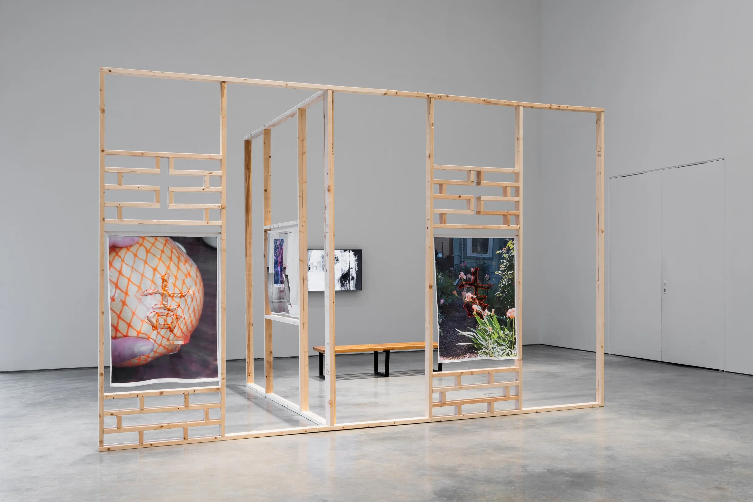 installation view at Libby Leshgold Gallery, part of the exhibition Indiscernible thresholds, escaped veillances, curated by Dallas Fellini, 2025.
