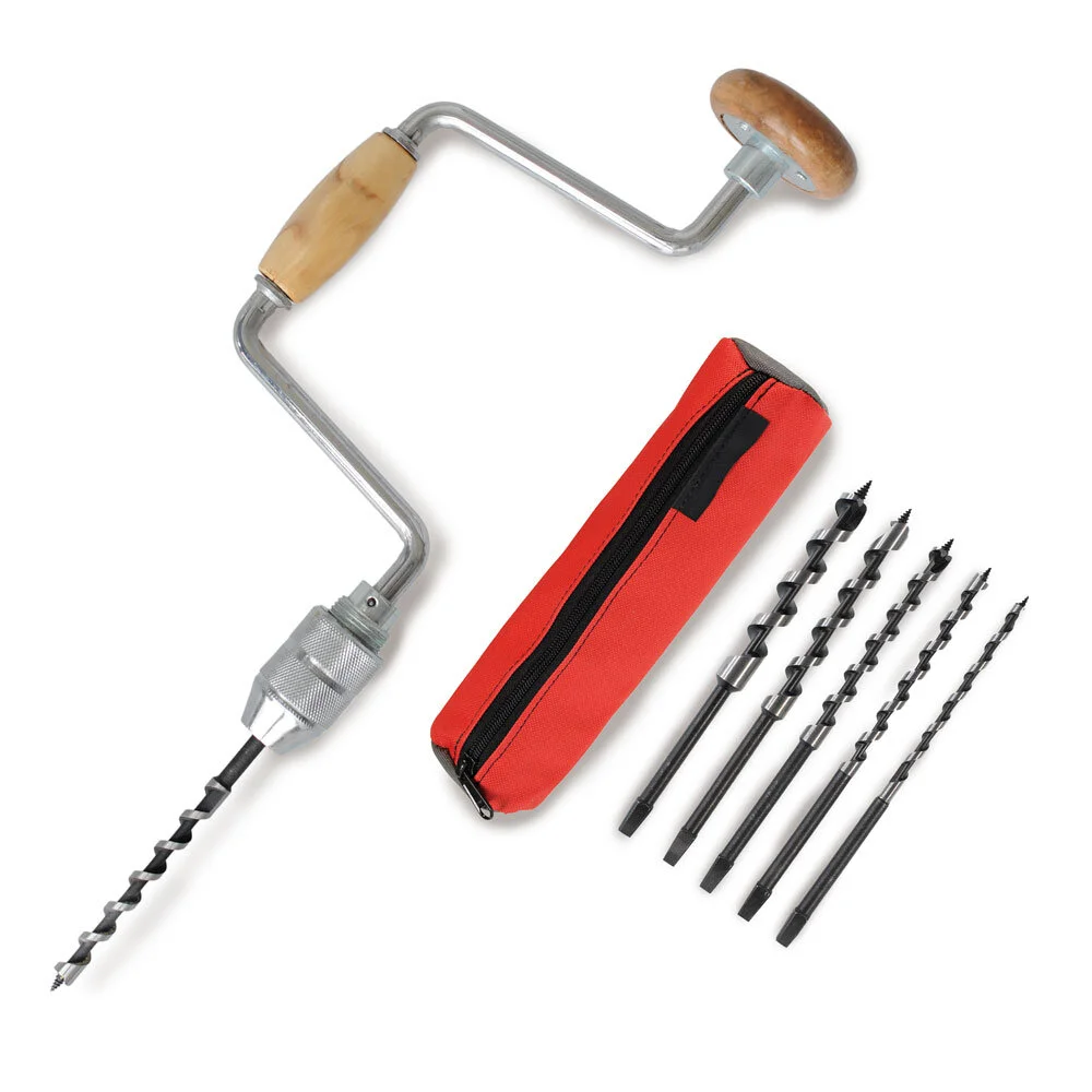 Kids Brace And Bit Hand Drill Set With Five Drill Bits