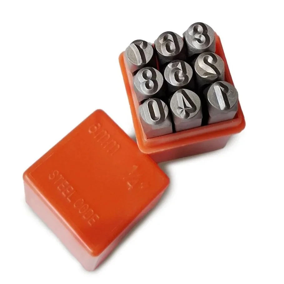 Steel number punch set for stamping numbers into wood, leather, metal and craft materials