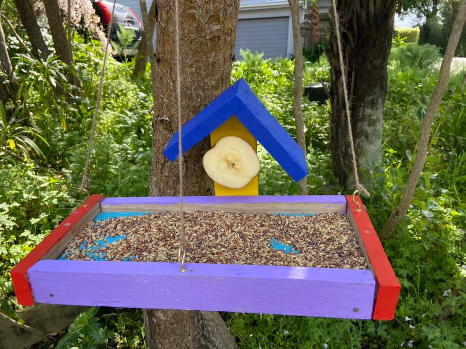 Wooden Bird Feeder Made by Kids