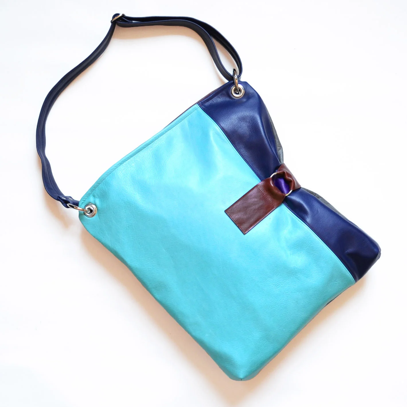 Blue leather crossbody laptop Luella bag