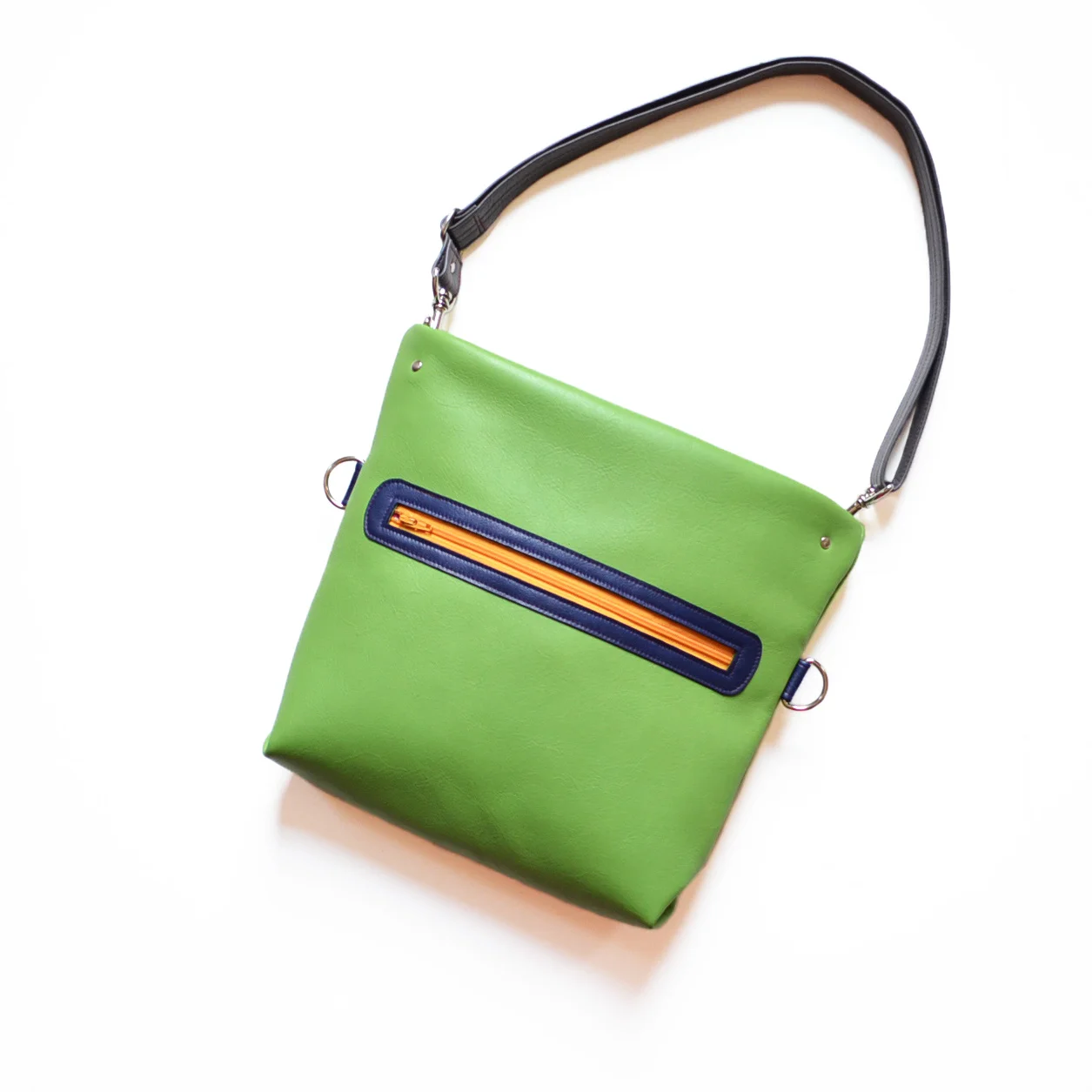 Green leather Abby satchel by Lolafalk