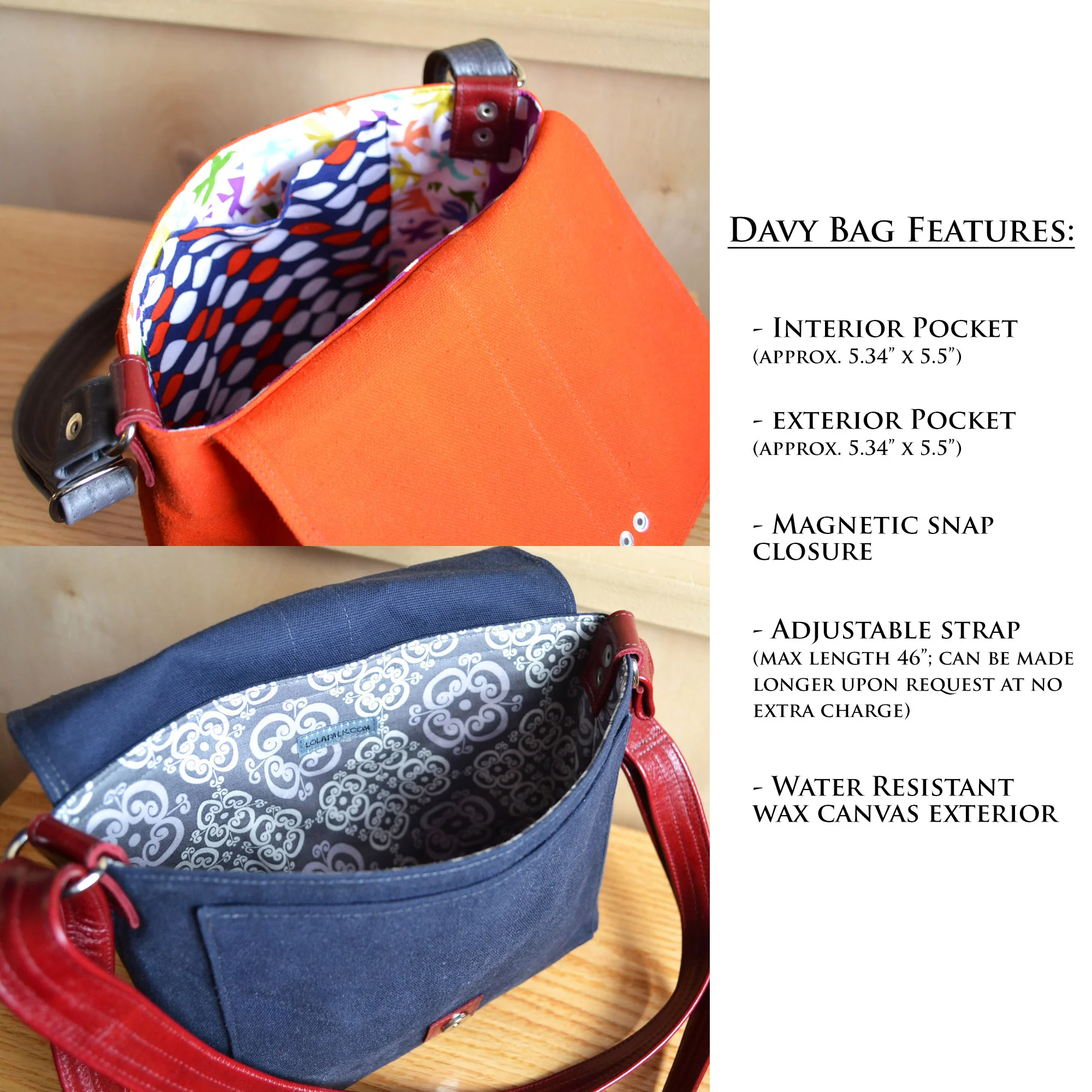 Features of Davy mini messenger bag