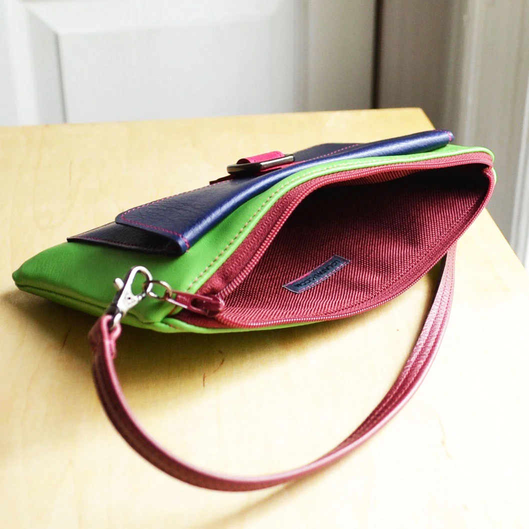 Lulu Wristlet Olive Green Interior.jpg